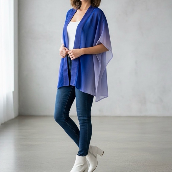 NEW Purple Ombré Sheer Kimono Top - Picture 2 of 9